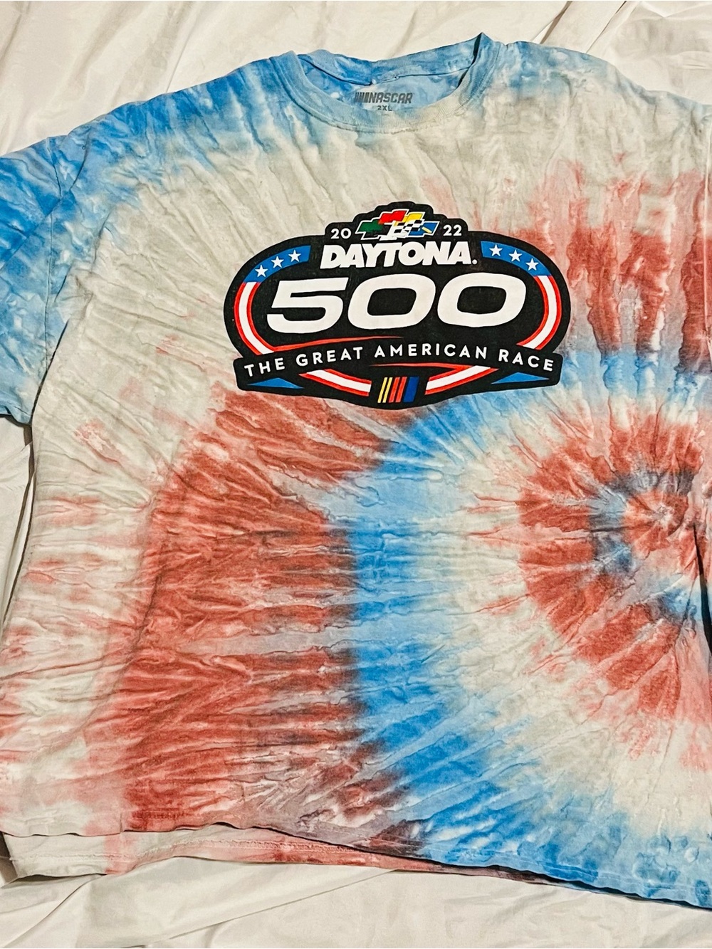 Nascar Daytona 500 Tie-Dye Short Sleeve T-Shirt - Red, Blue, White 2XL